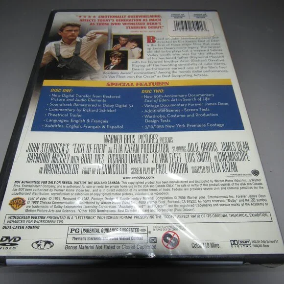 East of Eden (DVD, Two-Disc Special Edition) James Dean – New Sealed - Picture 2 of 3